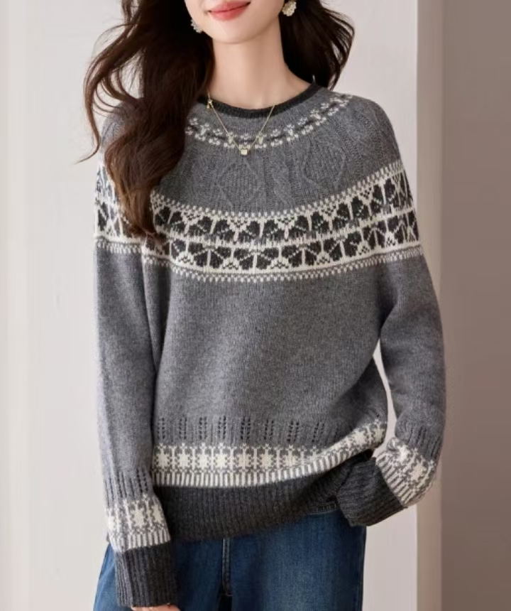 GMX-320-秋冬费尔岛系列100%羊毛羊毛衫-W551