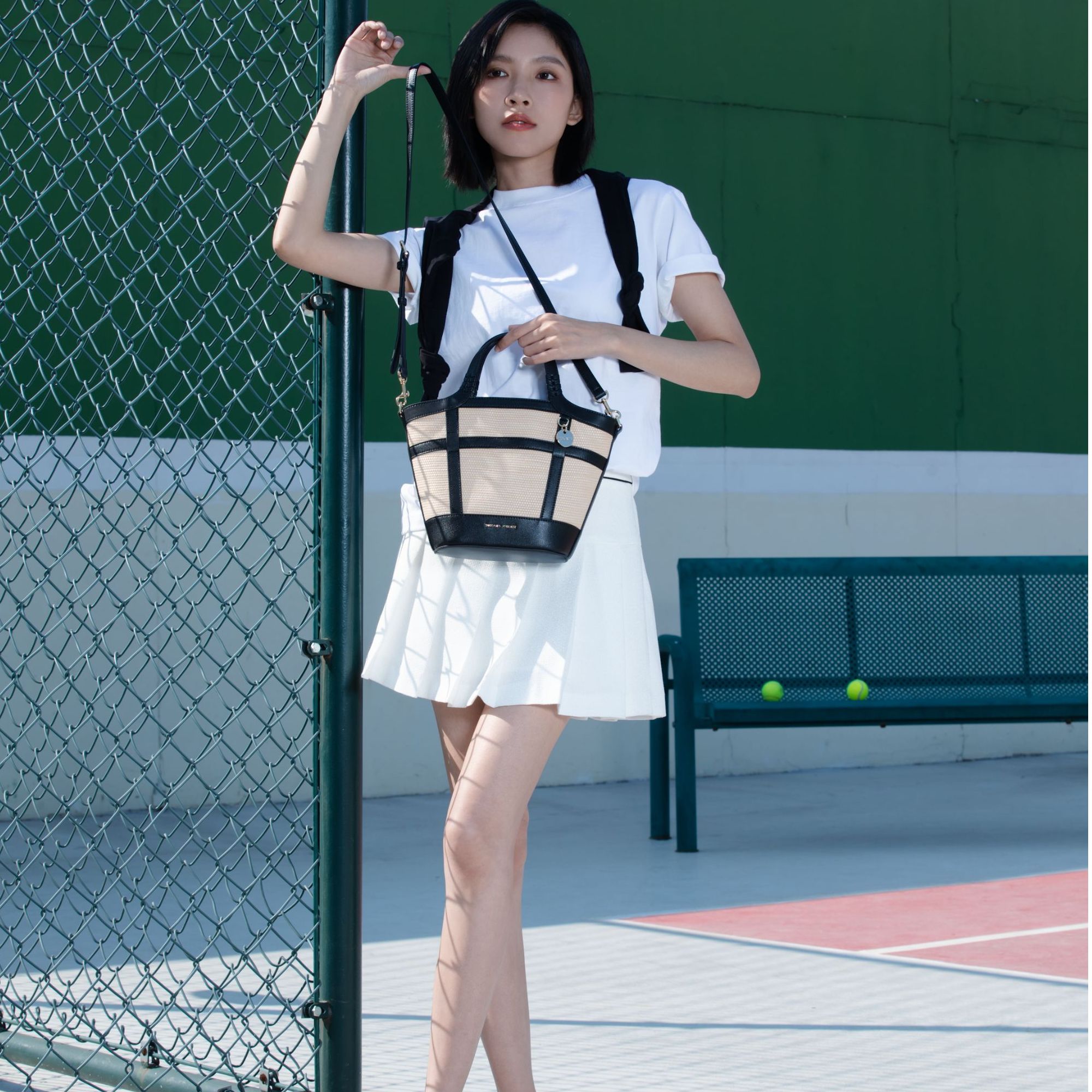 TUSCAN'S印花便携式港风防刮耐磨单肩包竹子提花腋下女士包包