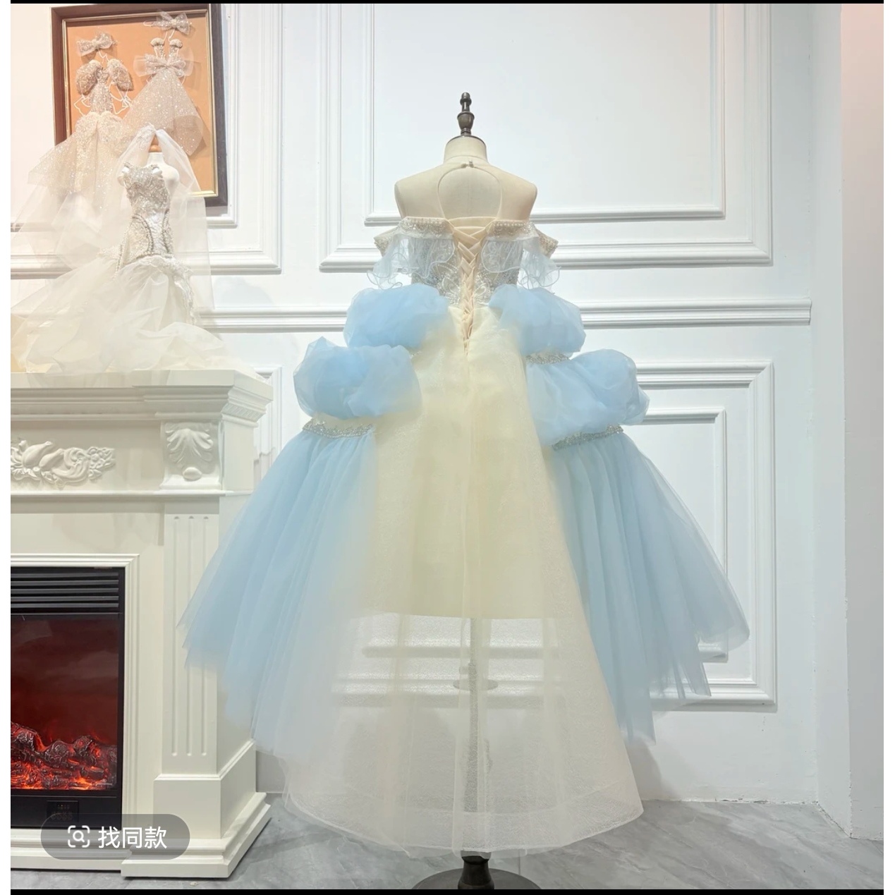 【晶蓝】儿童女童蓝色夏季生日走秀花童宴会洋气轻奢小女孩