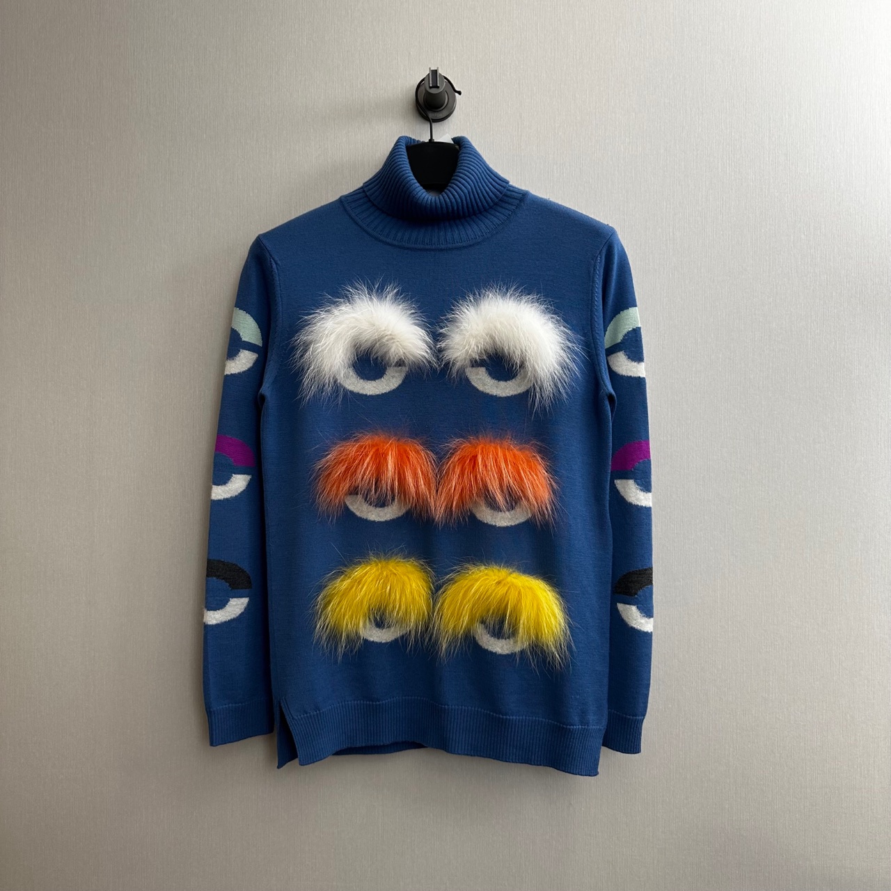 99新 FENDI/芬迪 小怪兽眼睛高领毛衣/40码/98新/公价7100