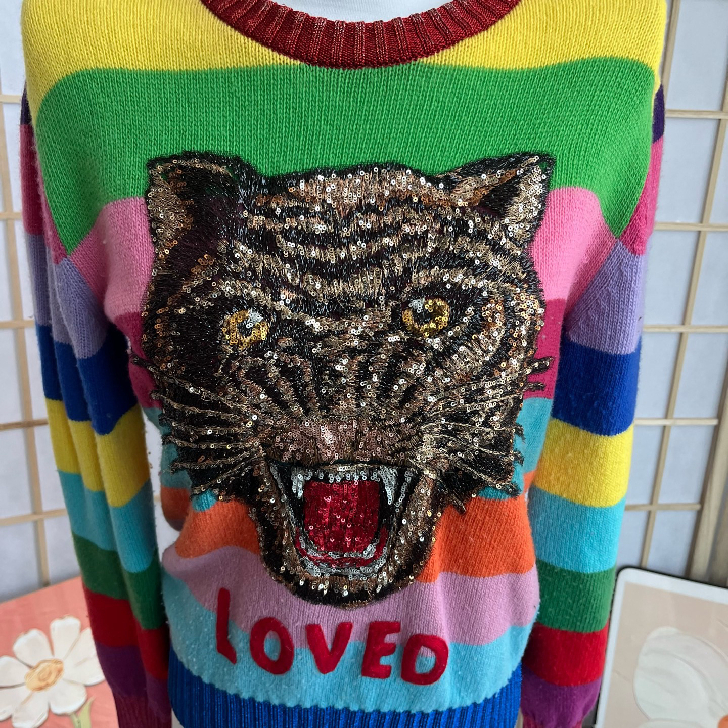 99新 GUCCI/古驰 A10714 Gucci 彩色 毛衣99新 xs码 肩宽40 