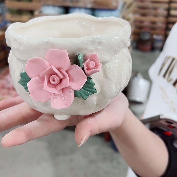 有孔.凑满10元发货多肉陶瓷花盆！