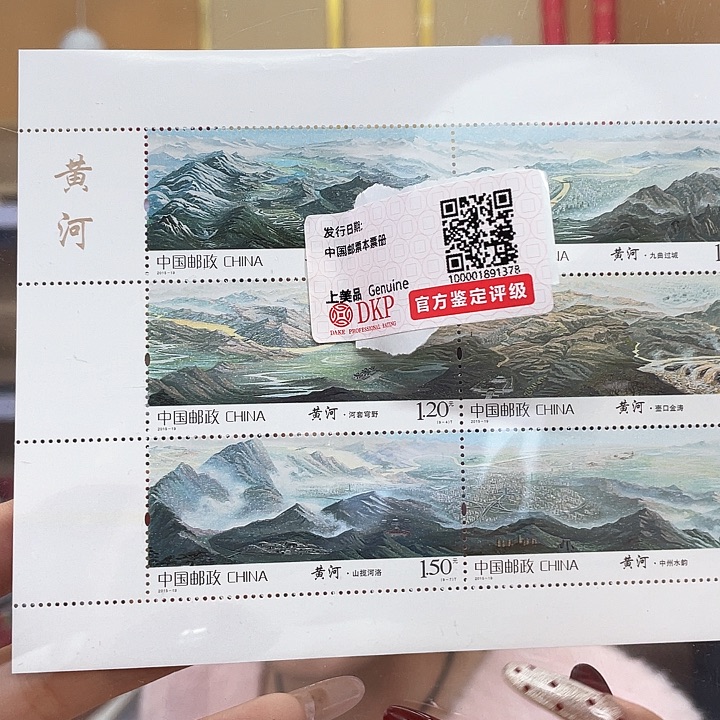 黄河9图连印片材邮票