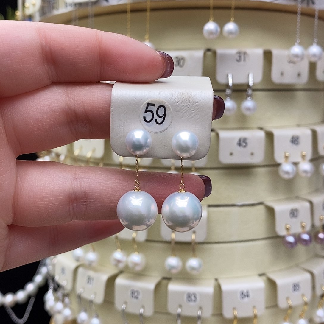 淡水珍珠耳饰18K金镶嵌