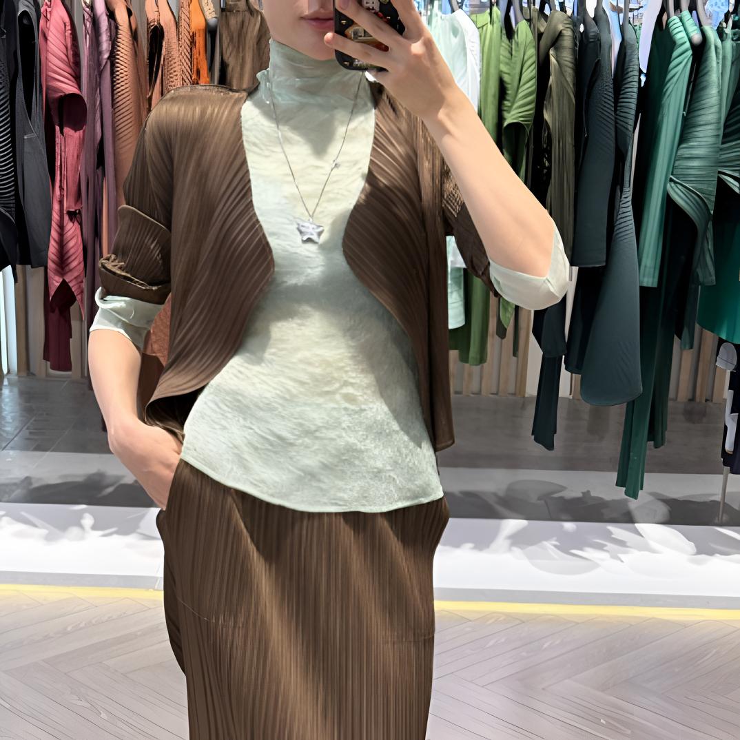 HUGEWAVE褶皱打底衫修身纯色气质显瘦柳条上衣女
