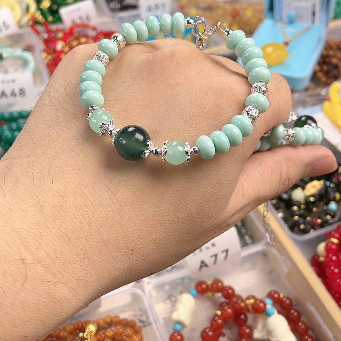 玉髓手饰银S925镀金镶嵌