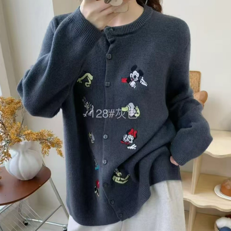 冬季显瘦百搭宽松开衫米老鼠毛针织衫128