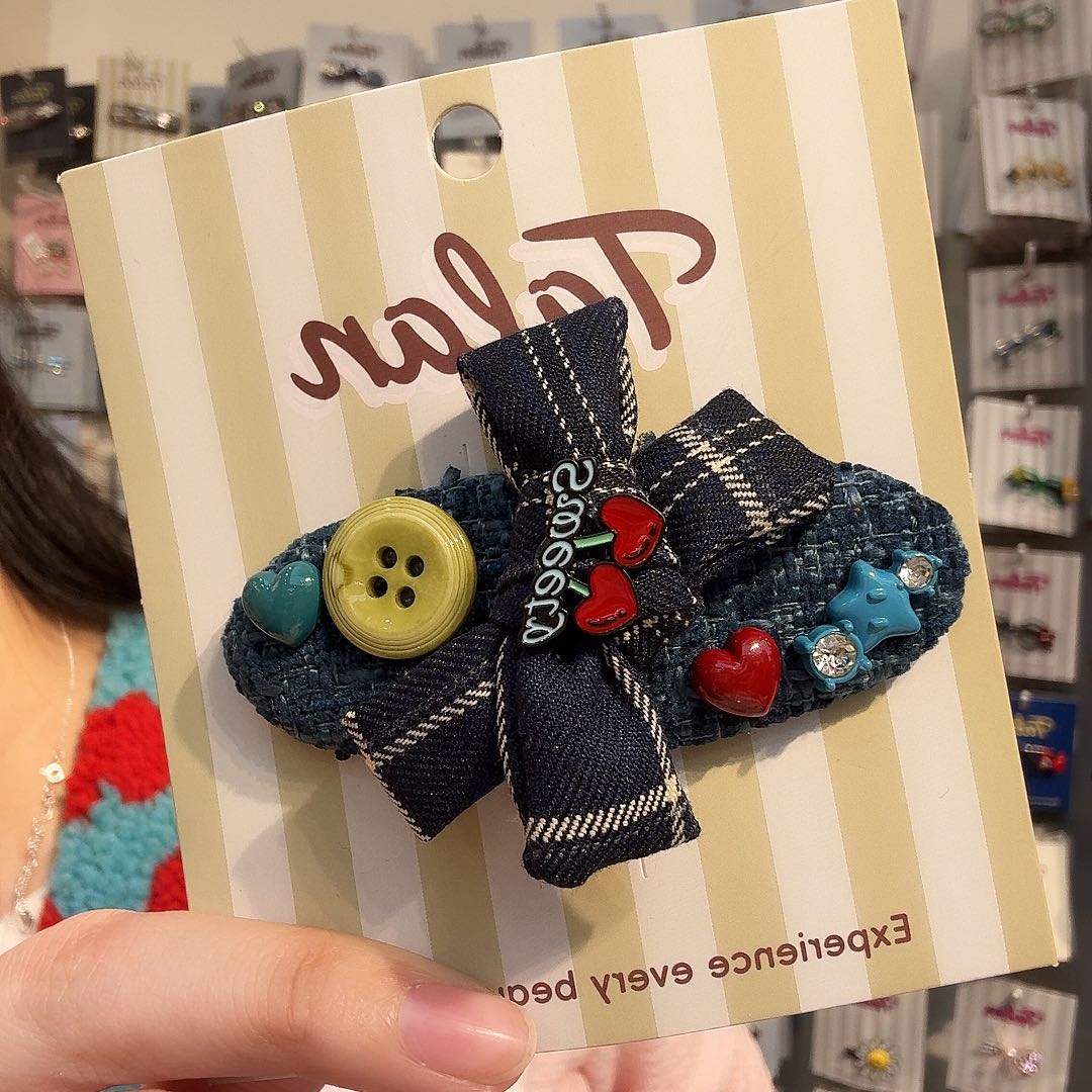 布艺铁合金拜拜夹蓝色12