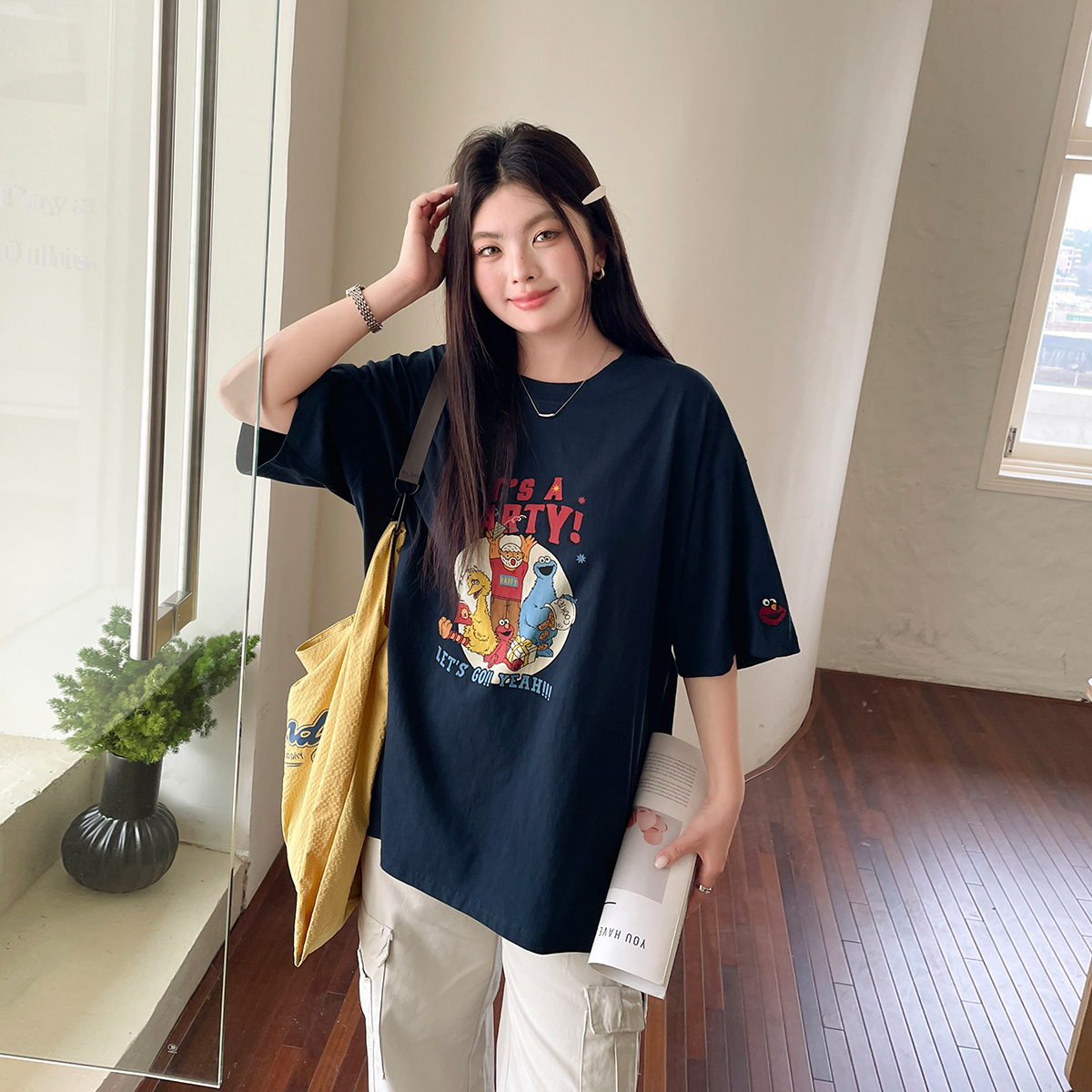 BUMENYLEE2025新款动漫短袖情侣上衣女胖mm夏季美式复古T恤潮