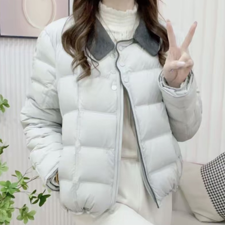 YRM2025冬季新款翻领白鸭绒轻薄短款保暖收腰显瘦韩版百搭外套001