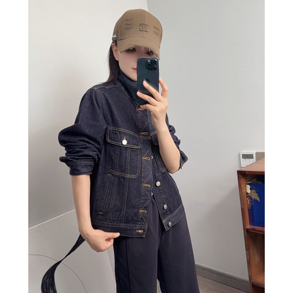 【正肩帅气】高端定制秋季新品短牛仔外套女显示百搭洋气上衣