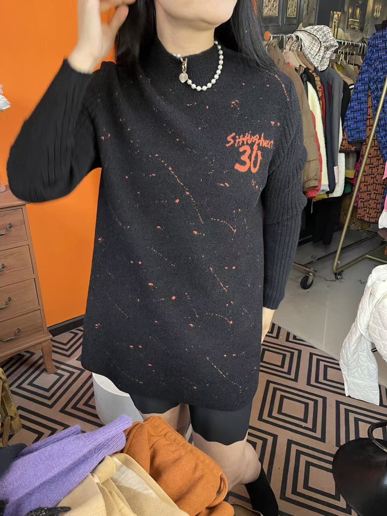 【韩国绒 连衣裙】2025秋冬气质百搭长袖条纹针织毛衣