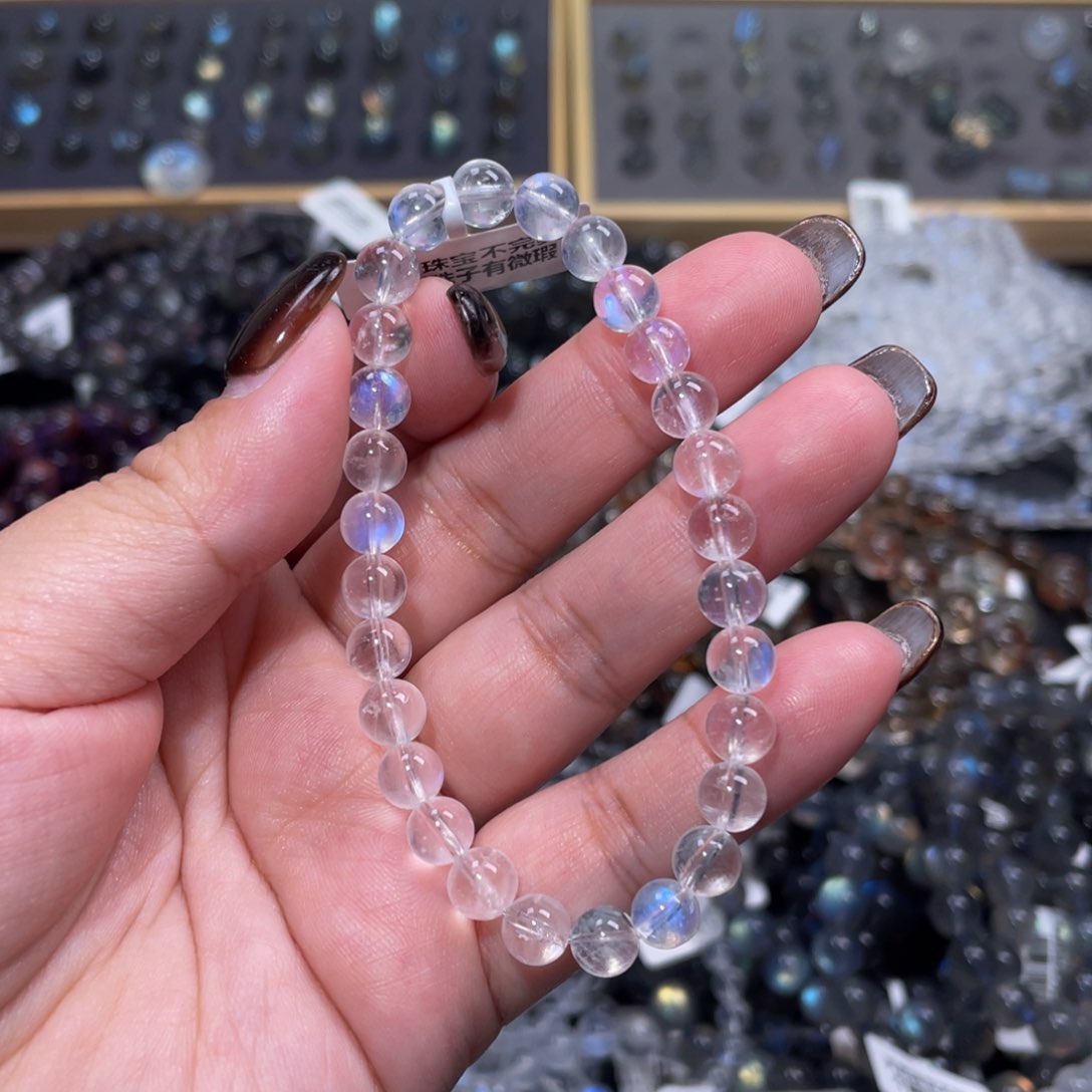月光石手链未镶嵌C****睡蓝月光手链6.5mm