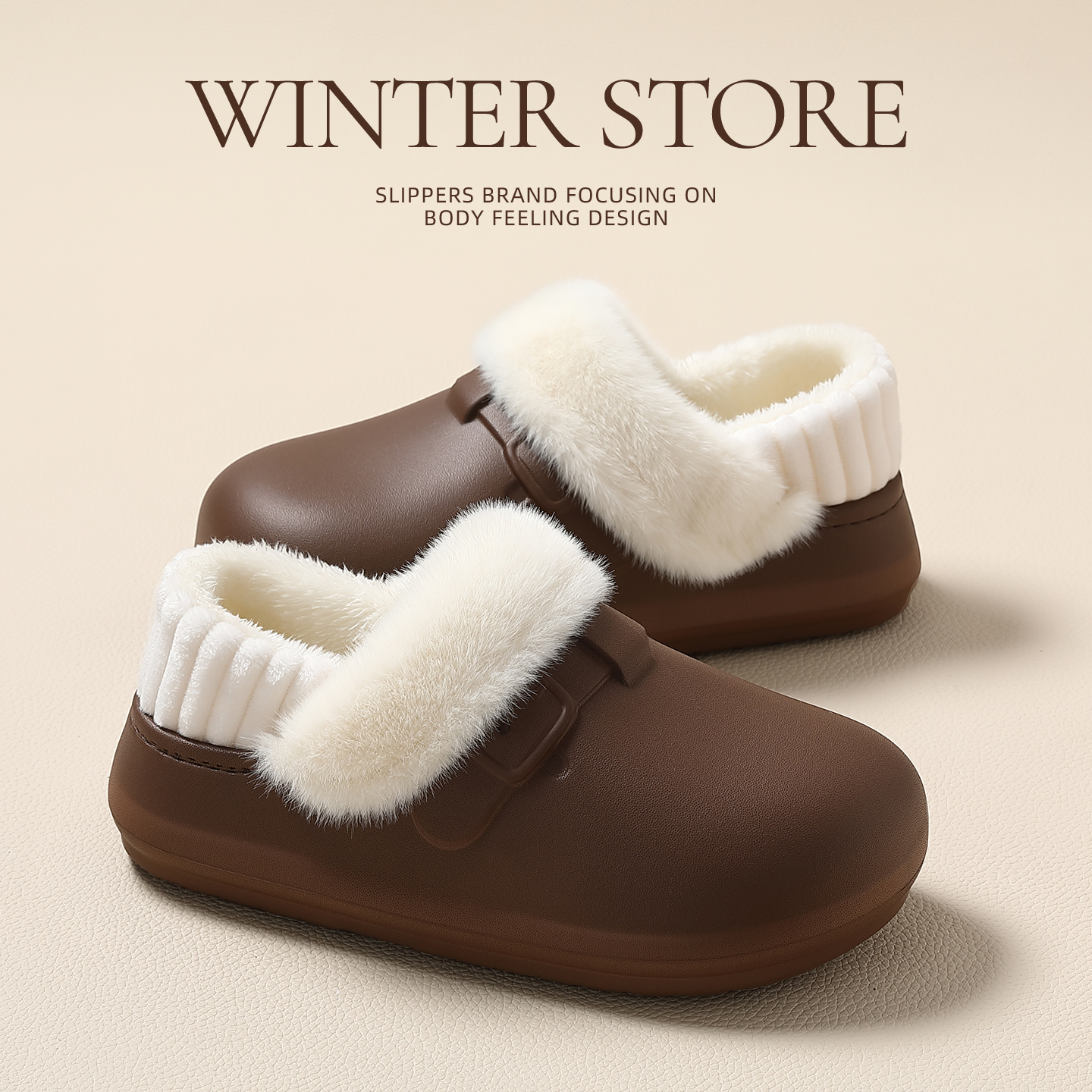 红豆2025新款勃肯棉拖鞋秋冬季女士家居家用防滑情侣保暖毛绒棉鞋