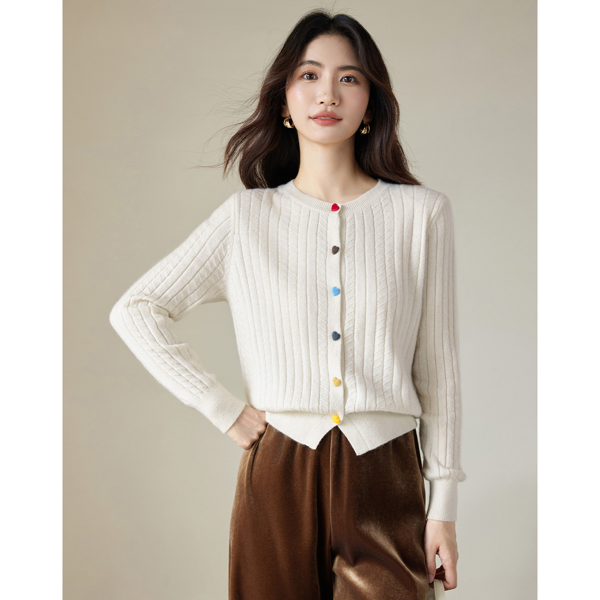 【主播专属】朗文斯汀洋气设计感毛针织开衫DTMZ4510D12930