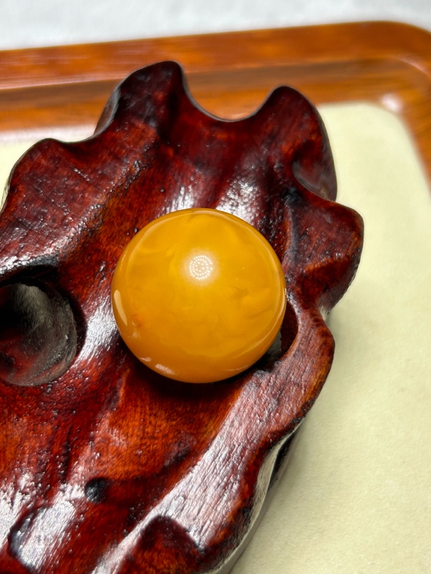 丹麦料满蜜妖花圆珠珠子22.8mm（轻微矿点）