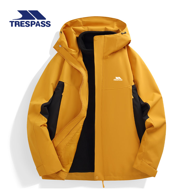 【Trespass】三合一冲峰衣春秋户外防风男士连帽保暖百搭款冲锋衣