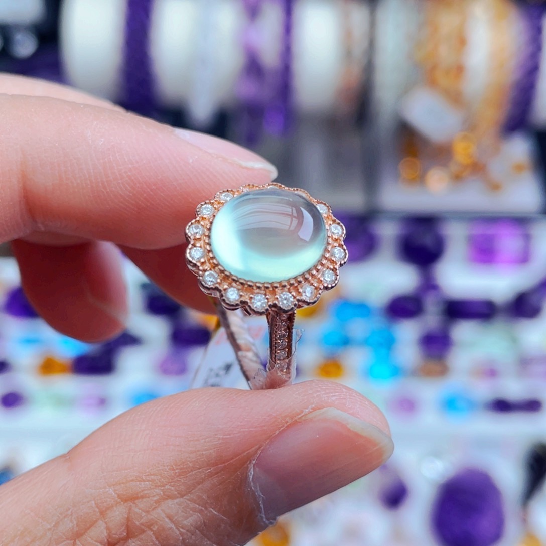 葡萄石戒指银S925镶嵌