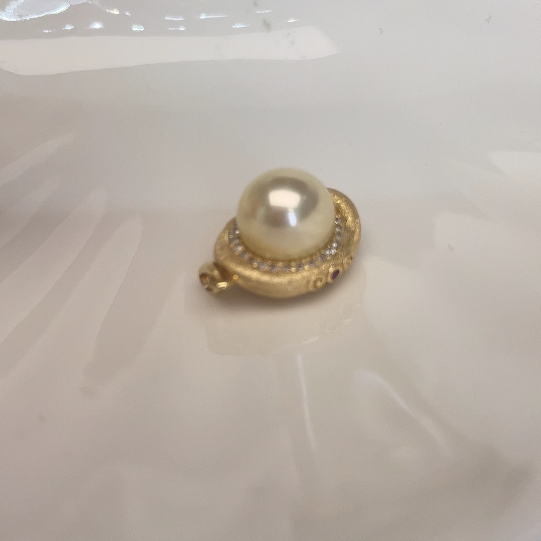 海水珍珠银S925镶嵌吊坠(不含链)