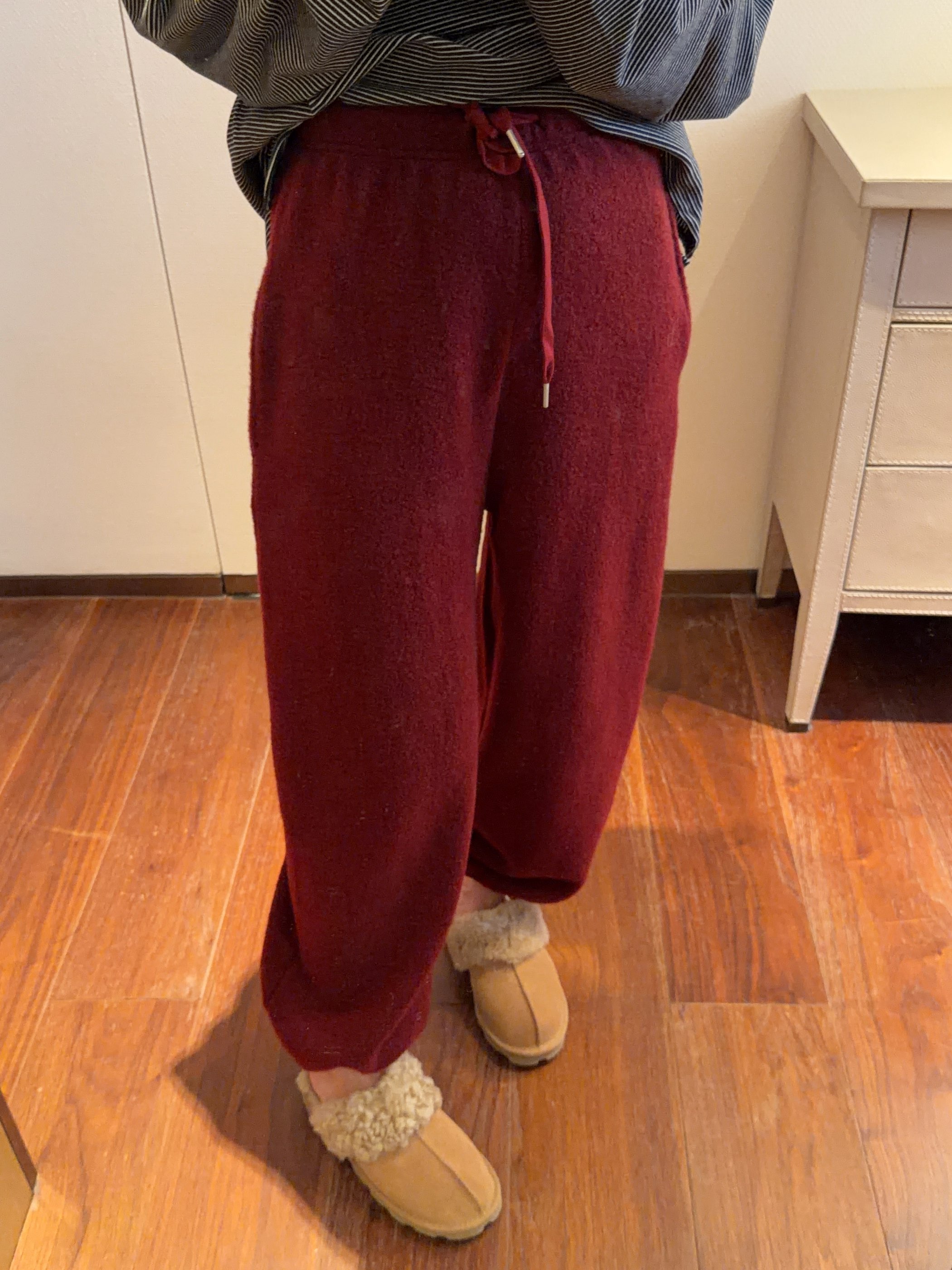 【张静芝】3色~秋冬厚实百搭直筒抽绳松紧腰显瘦洋气绒料休闲裤