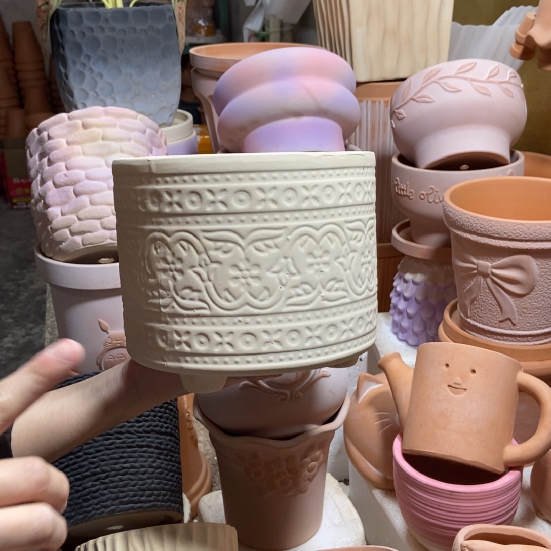 19×15白陶三脚波西米亚 粗陶1个