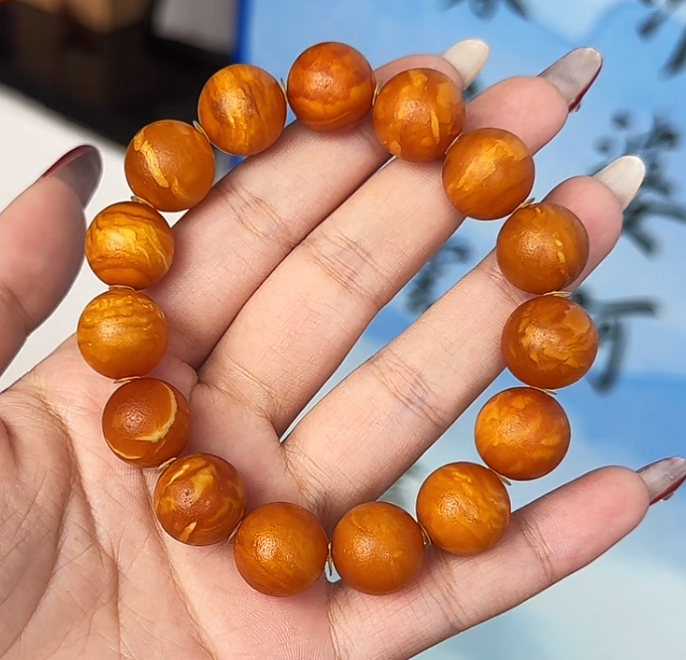 【齐福珠宝】14mm特级丹麦瓷底花料圆珠单圈（多样性发其一）