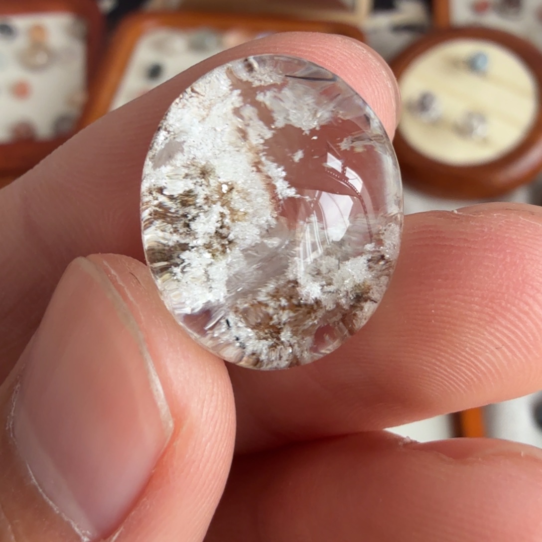 水晶未镶嵌珠宝半成品银装素裹水晶蛋面