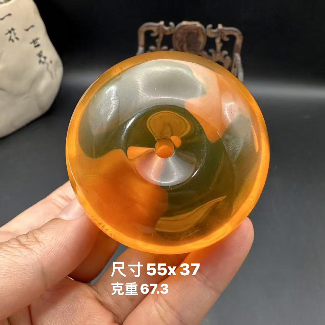 缅甸天然琥珀金珀大平安扣吊坠挂件