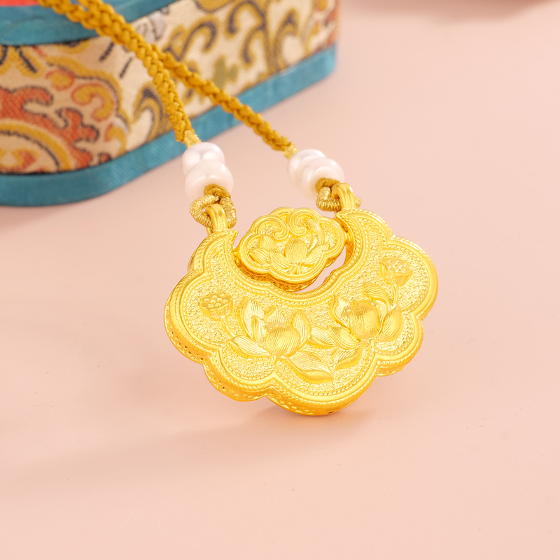 【奇奇专享】足金999投资金 足金莲花锁（编绳款） BP 90405