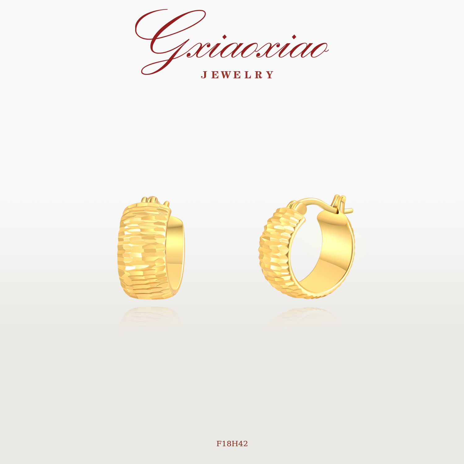 G XIAOXIAO 镀K 轻奢气质简约百搭素圈纹理感耳环 F18H42