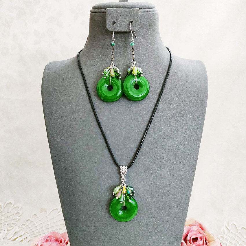 铜合金项链 民族风纯手工复古项链套装耳坠饰品2380