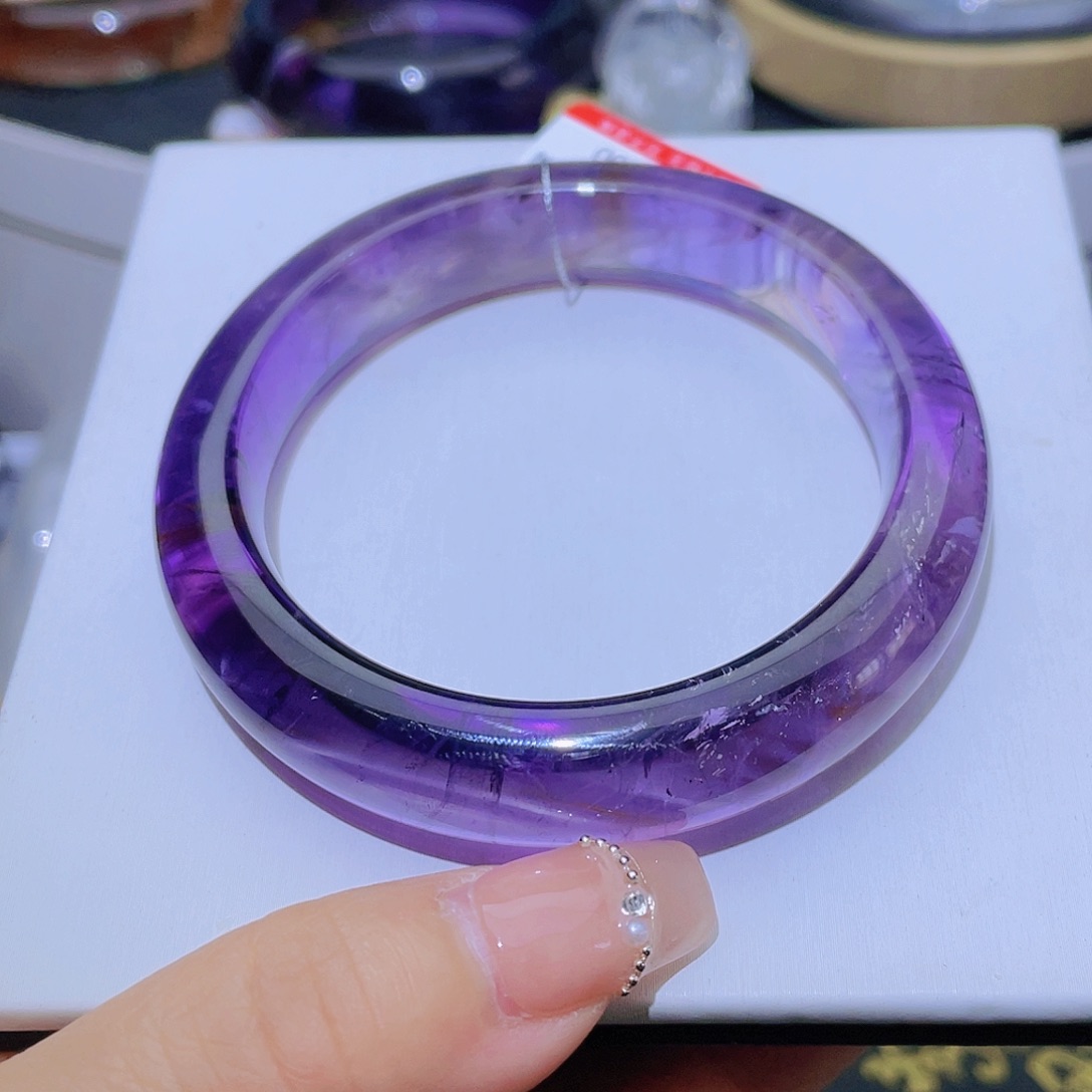 水晶手镯未镶嵌天然紫水晶窄条55