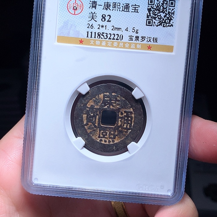 铜Wj公博评级币康熙罗汉钱2220