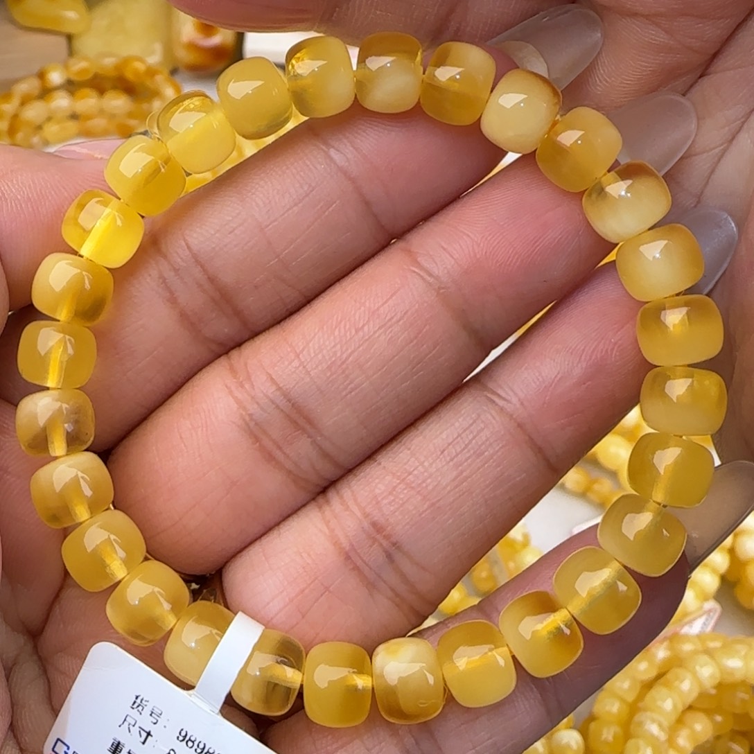 蜜蜡未镶嵌手链聚宝盆老型手串