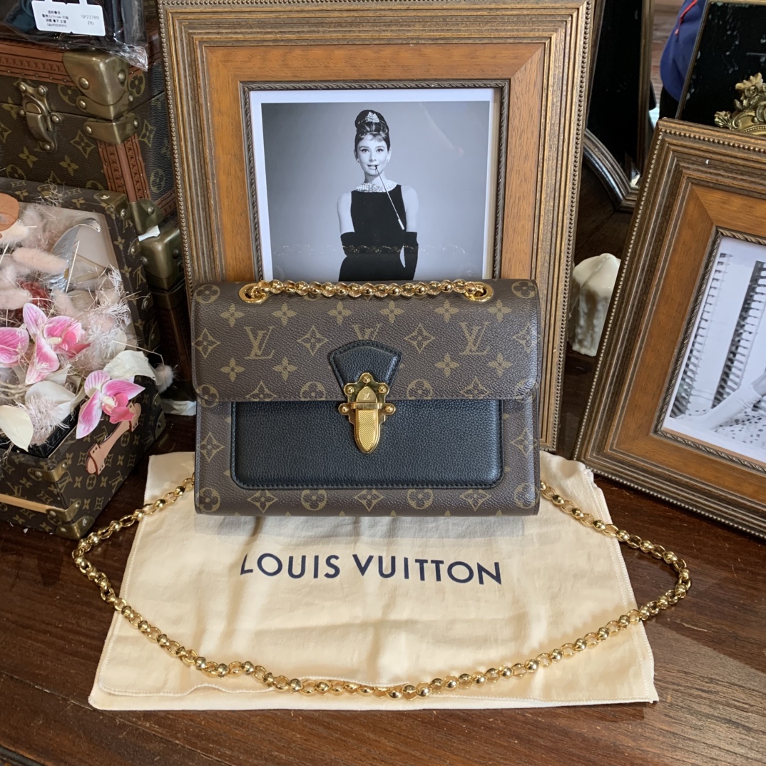 99新 LouisVuitton/路易威登 维多利亚 老花金珠链条包/sp23370