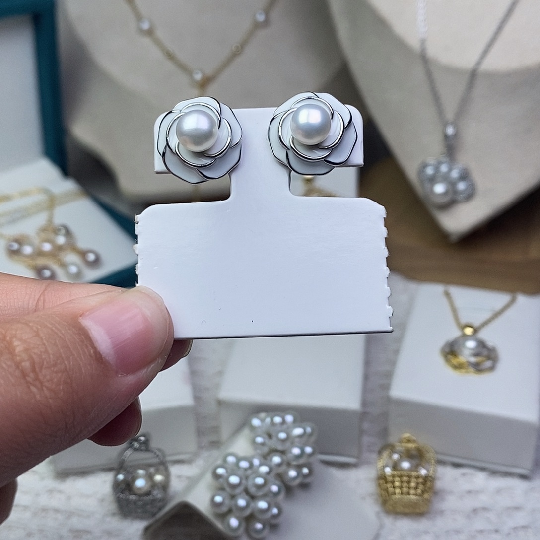 银S925镶嵌淡水珍珠耳饰