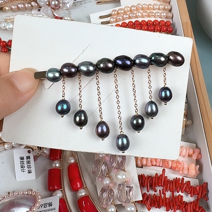 淡水珍珠发饰未镶嵌