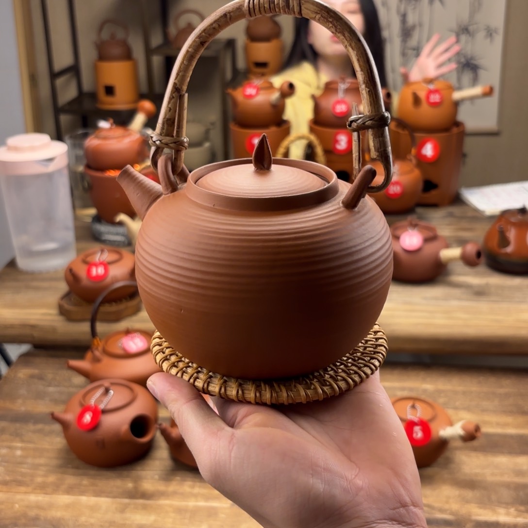 煮水煮茶甘甜 潮州砂铫壶 搭藤垫