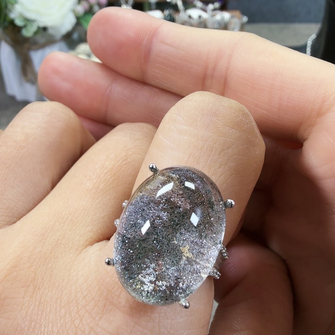 水晶戒指银S925镶嵌