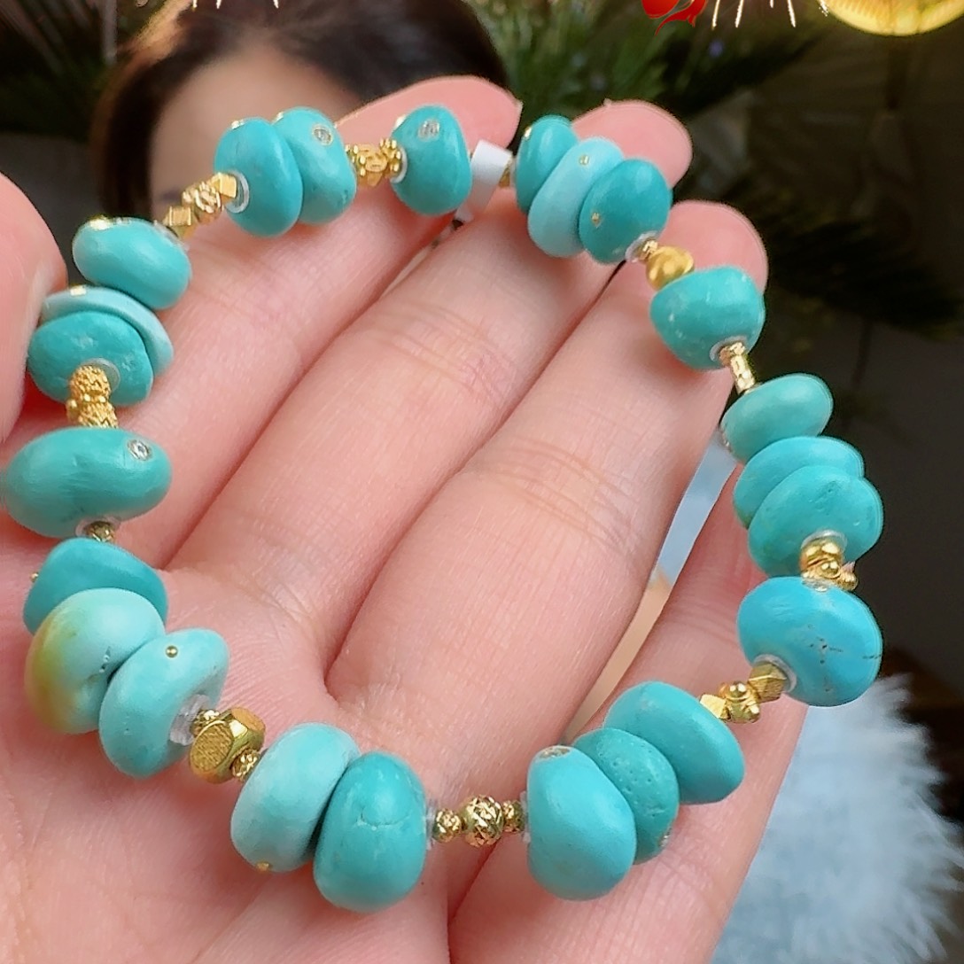 绿松石珠宝奇石18K金镶嵌