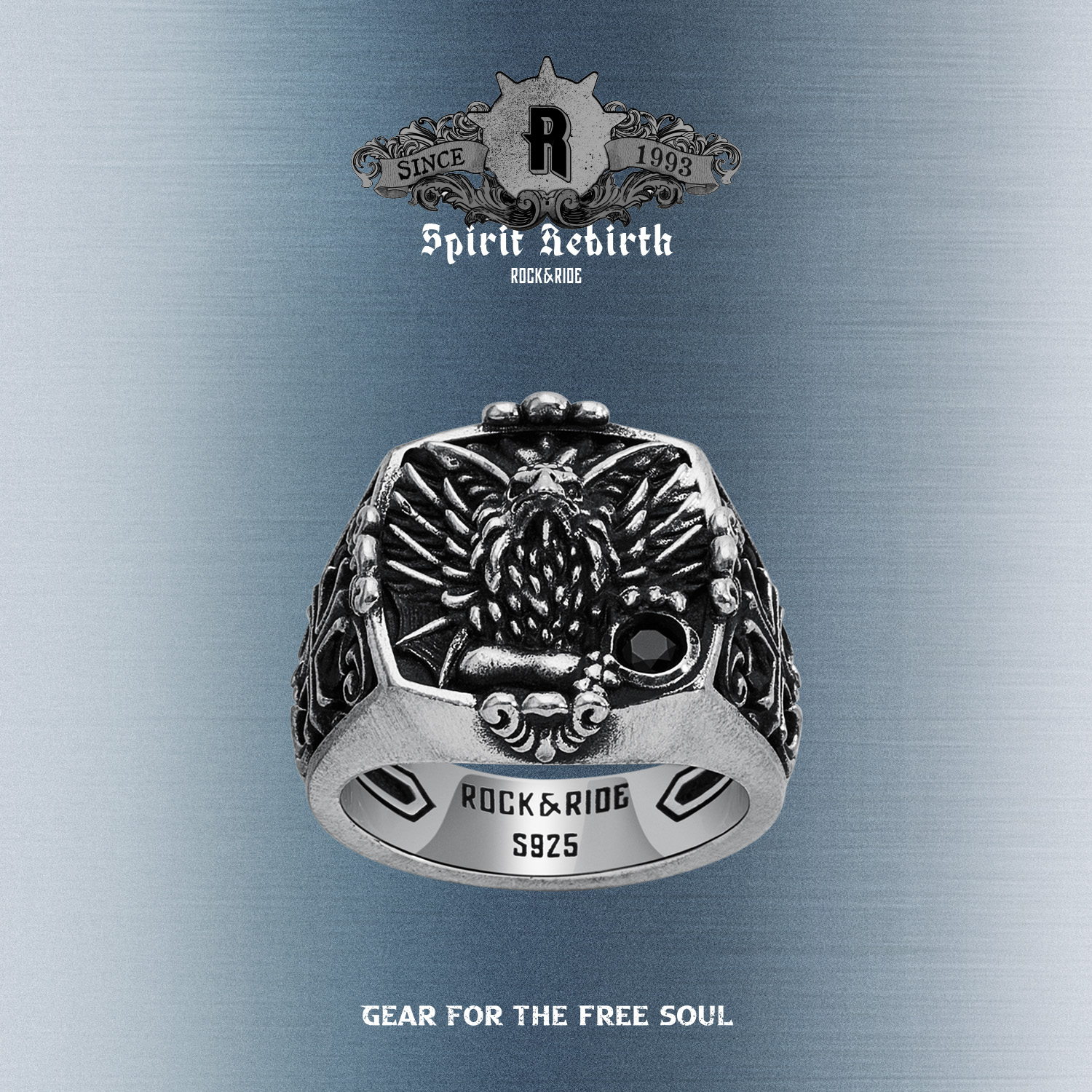 ROCK&RIDE 925银戒指 重生系列狮鹫瞰力戒指男士复古送礼设计感