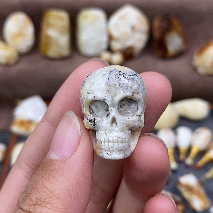 琥珀裸石未镶嵌訴骷髅