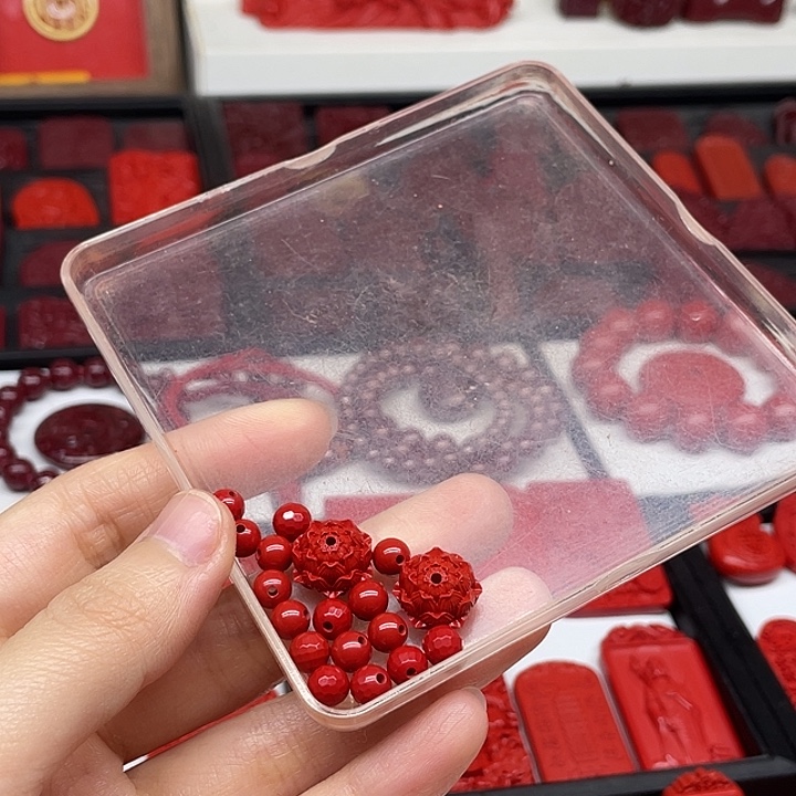 天然辰砂红砂莲花配件