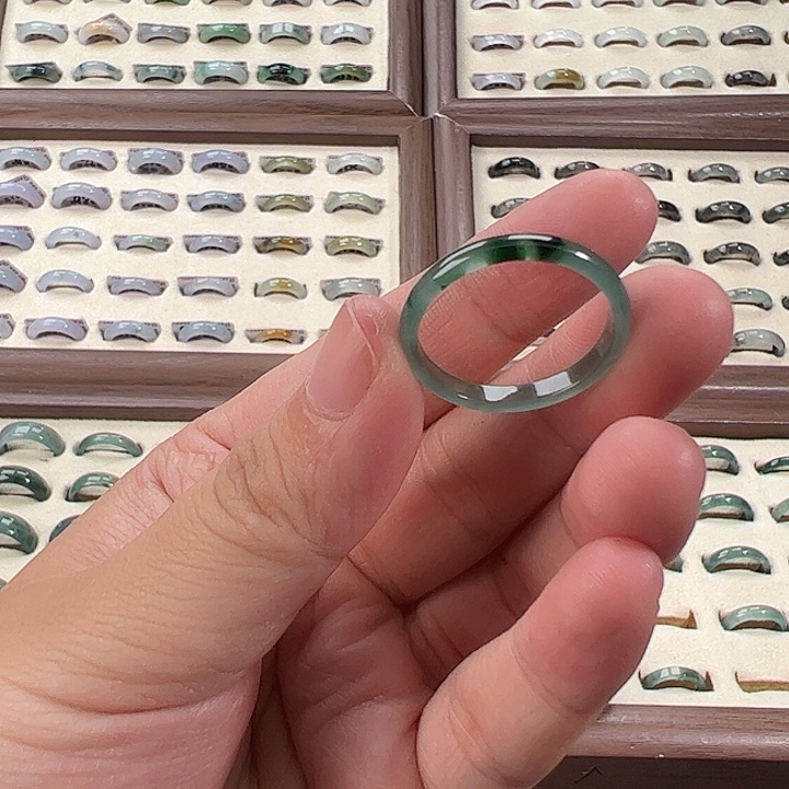 逆***战翡翠未镶嵌戒指天然翡翠A货-21圈