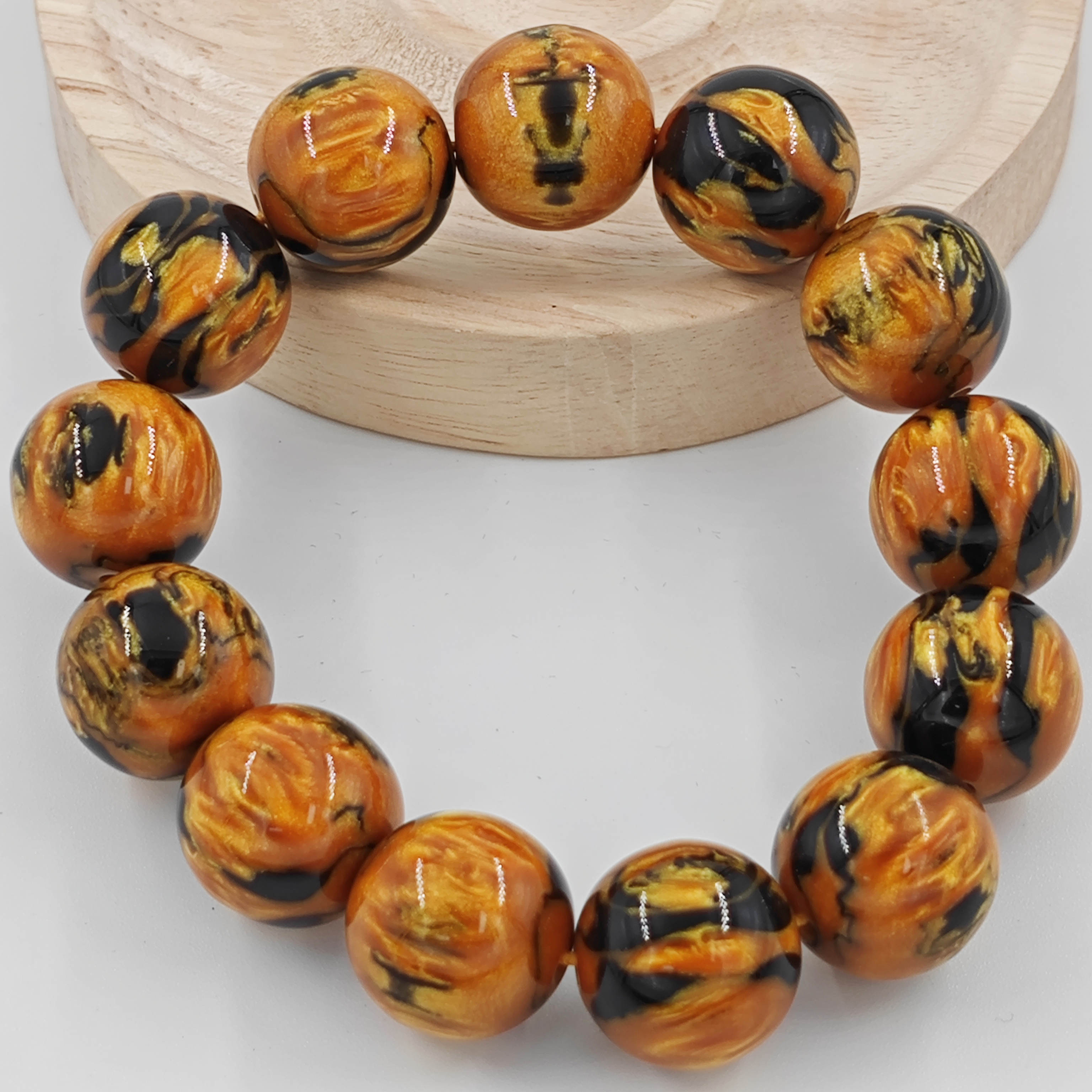 G126复古经典国风气质百搭金柳哑光树脂手串手链