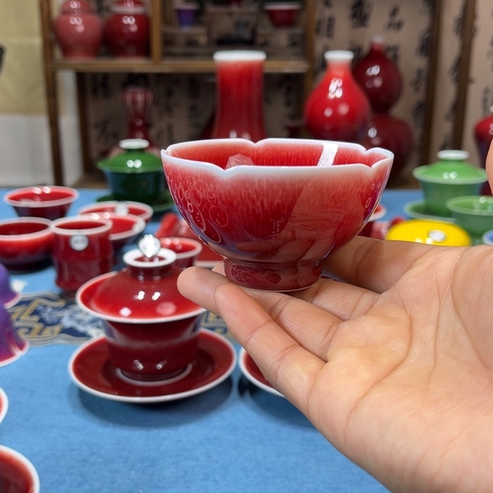景德镇陶瓷花口鸡心杯