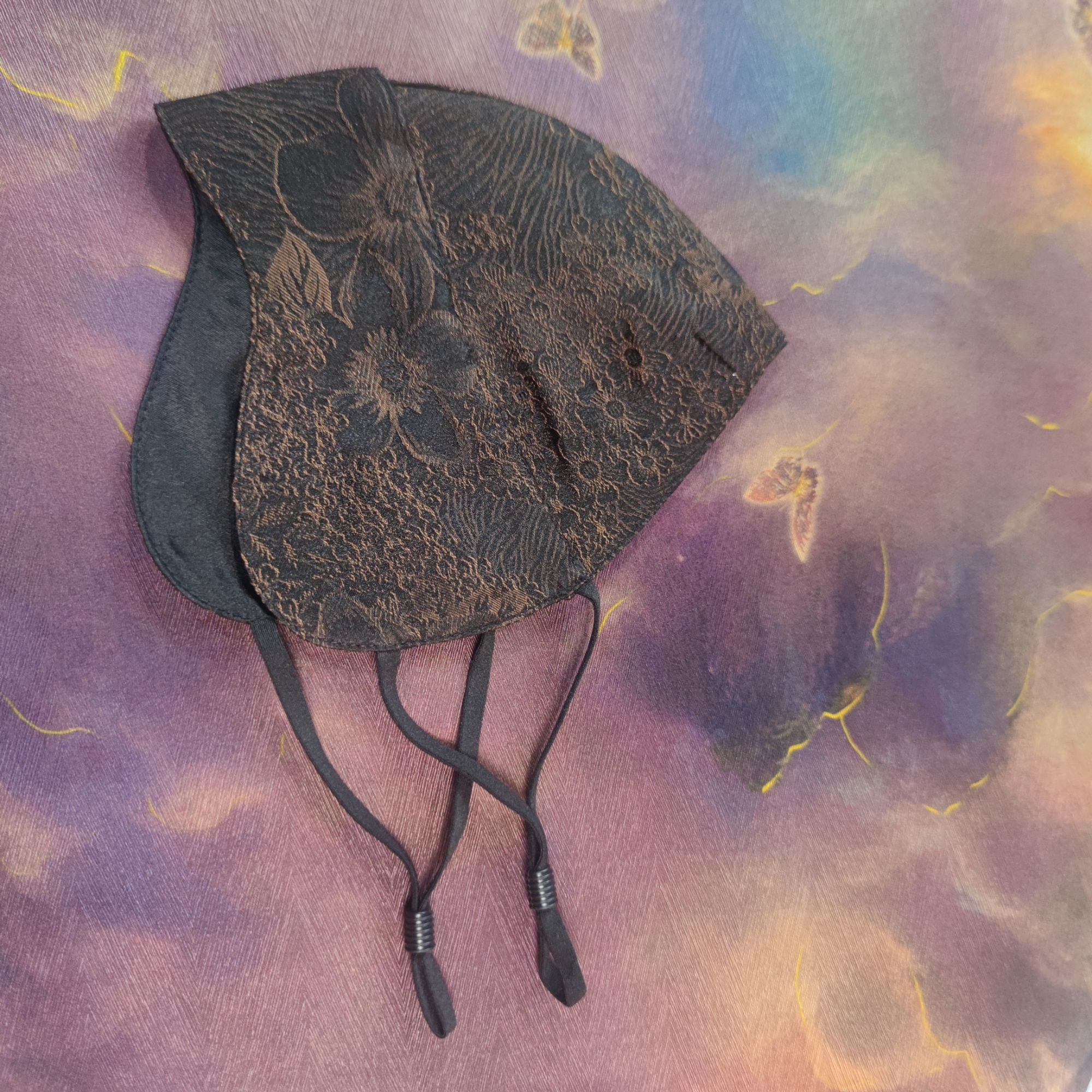 【非遗好物】【万花】黑咖香云纱口罩(梵田里定制)（慢蓝梵田S1837）