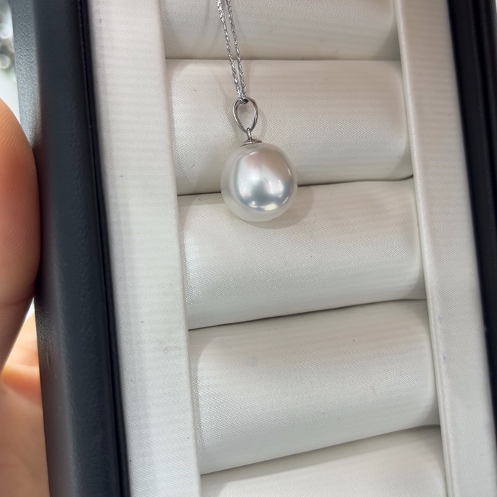 海水珍珠吊坠(不含链)18K金镶嵌11-12mm