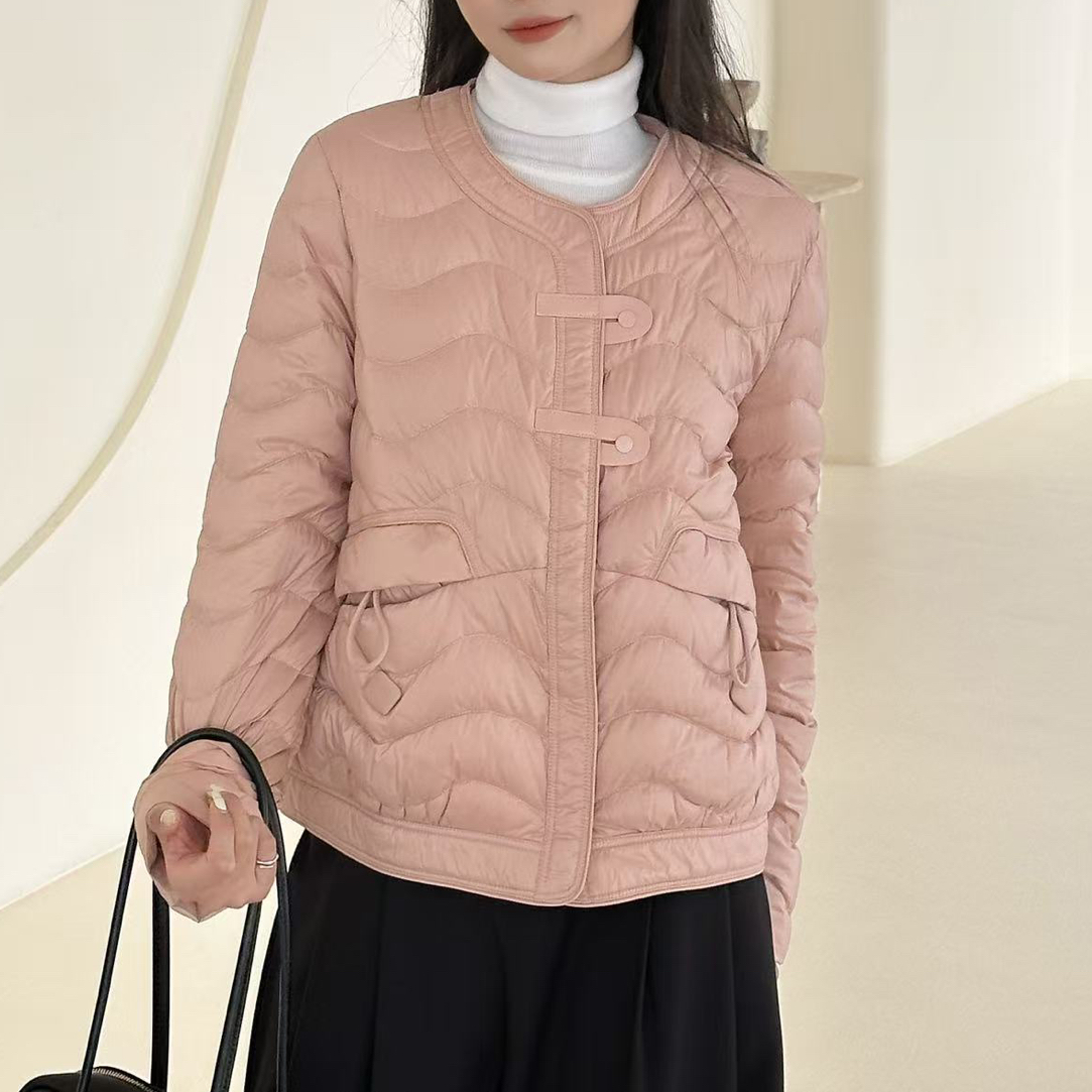 （衣长58）8817冬季新款轻薄圆领外套保暖羽