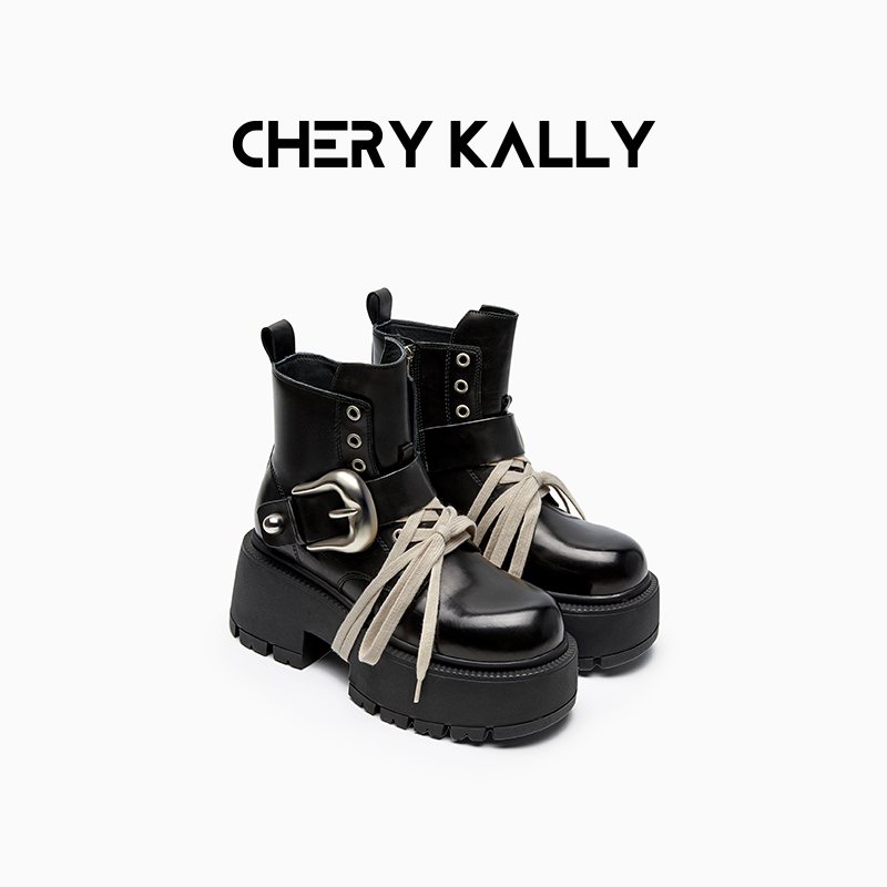CHERY KALLY时装厚底真皮马丁靴新款秋冬英伦增高短靴964XZ5626